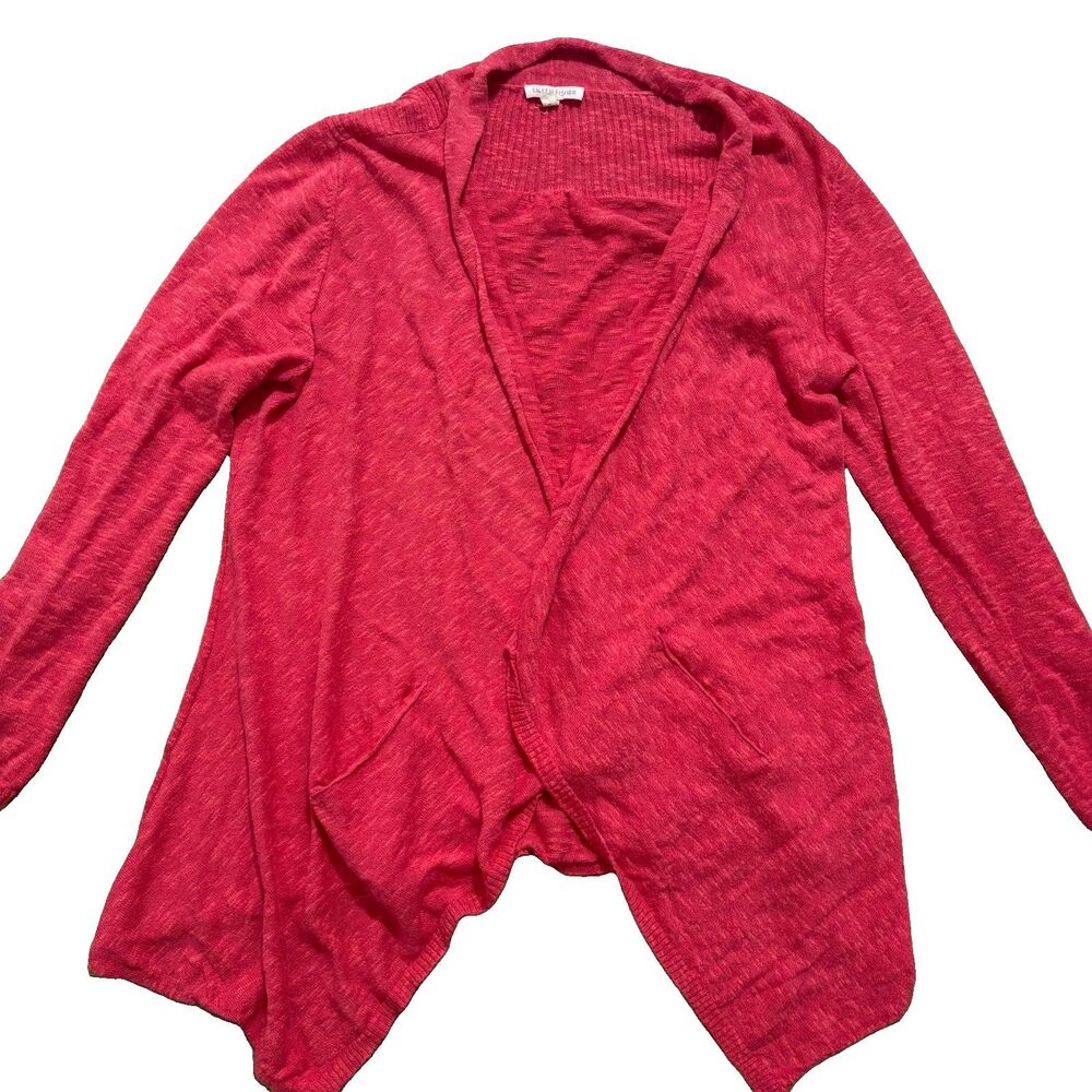 Eileen Fisher Cardigan Sz Medium Open Front Linen Cotton Lightweight Sweater